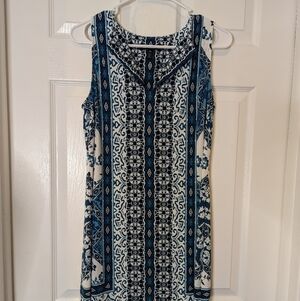 White house back market women's sleeveless shift dress blue white black size M